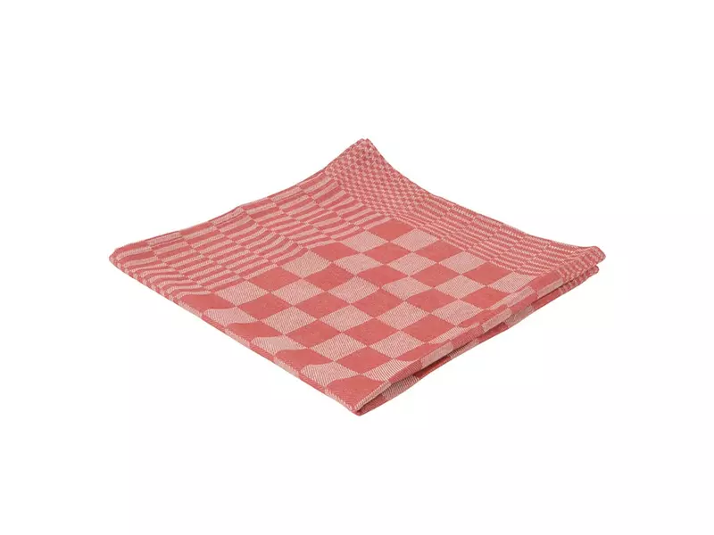Theedoek geblokt 65x65 cm rood
