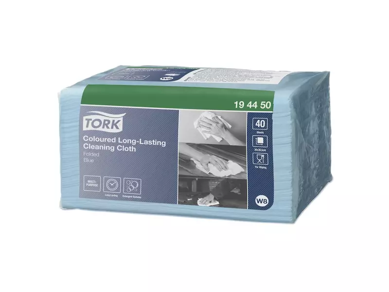 Tork reinigingsdoeken Coloured Long Lasting gevouwen W8 blauw