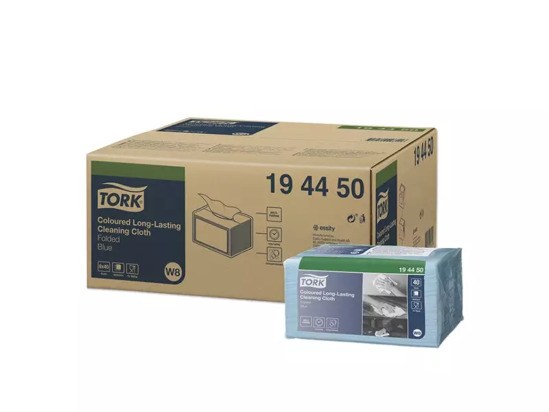 Tork reinigingsdoeken Coloured Long Lasting gevouwen W8 blauw