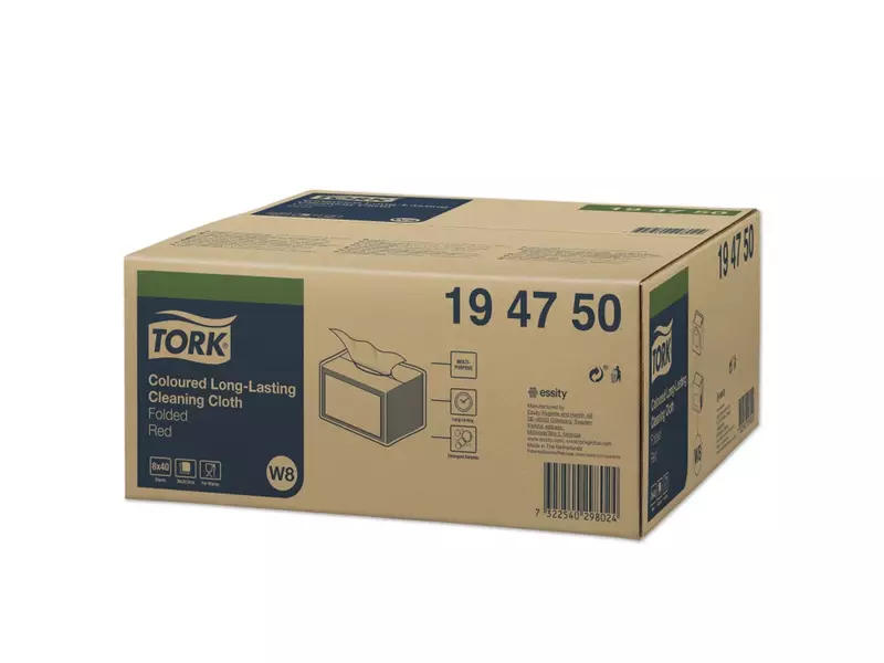 Tork reinigingsdoeken Coloured Long Lasting gevouwen W8 blauw