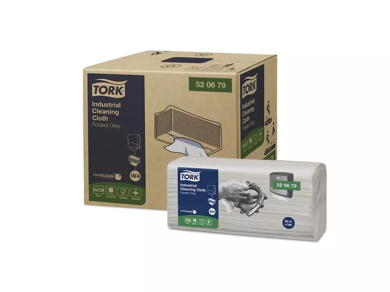 Tork poetsdoeken Industrial Cloth Folded 1-laags W4 grijs