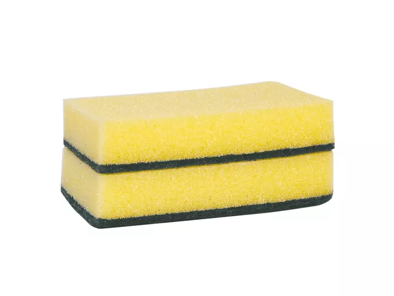 Schuurspons geel met groen 140x95x28 mm