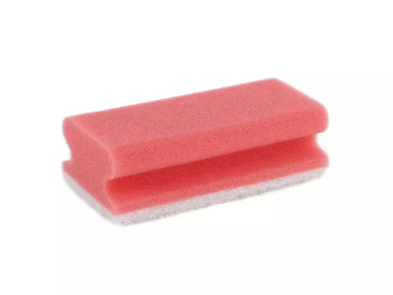 Schuurspons met handgreep 140x70x45 mm rood-wit
