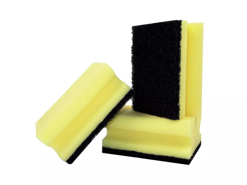 Schuurspons met handgreep 100x70x45 mm geel-groen