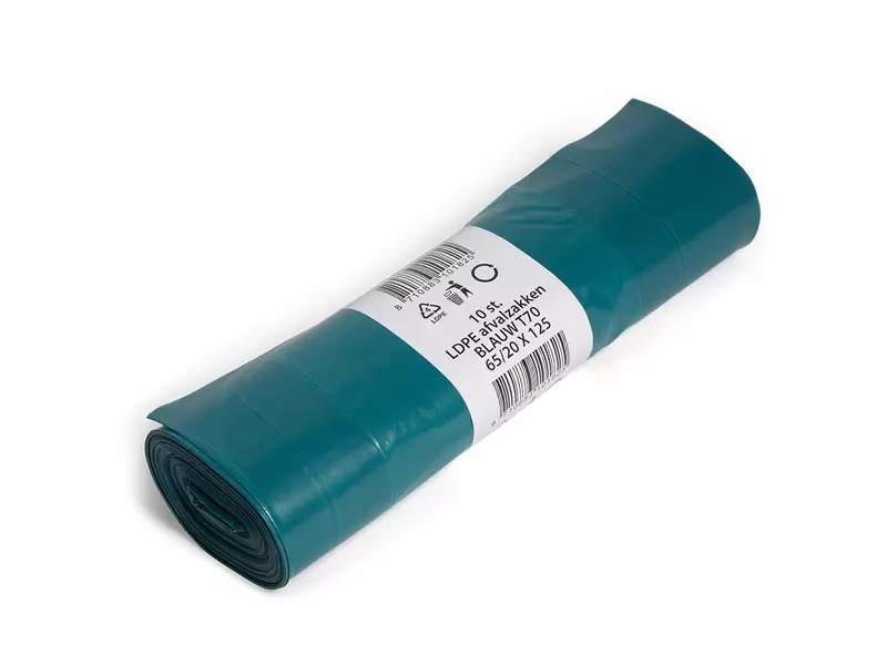 Afvalzakken blauw LDPE gerecycled T70 65x125 cm