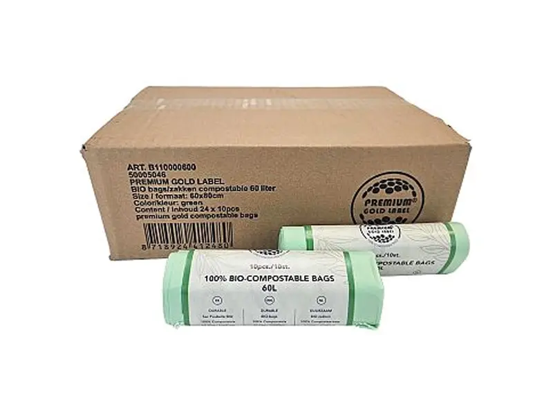 Afvalzak biologisch afbreekbaar 60x80 cm 30 mu 60 liter