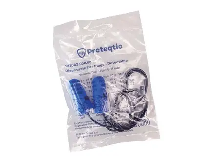 Proteqtio PTD10 oorpluggen PU-traagschuim detecteerbaar met koord blauw