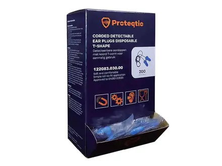 Proteqtio PTD30 oorpluggen T-vorm detecteerbaar met koord blauw