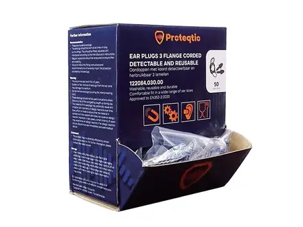 Proteqtio PTD20 oorpluggen 3 lamellen detecteerbaar met koord blauw