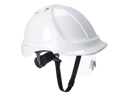 Portwest PW55 veiligheidshelm met vizier 6-punt draaiknop wit