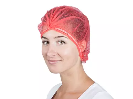 Hycare disposable haarnetjes volledig detecteerbaar wokkel non-woven PP 58 cm rood