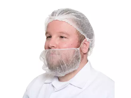 Hycare disposable baardmasker volledig detecteerbaar non-woven polypropyleen wit
