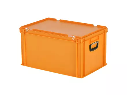 Stapelbak met deksel en koffergreep Euronorm 600x400x335 mm 64 liter