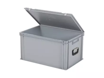 Stapelbak met deksel en koffergreep Euronorm 600x400x335 mm 64 liter rood