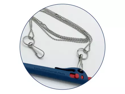 Detectamet veiligheidsketting 762 mm met sleutelhangerring en pen greep blauw
