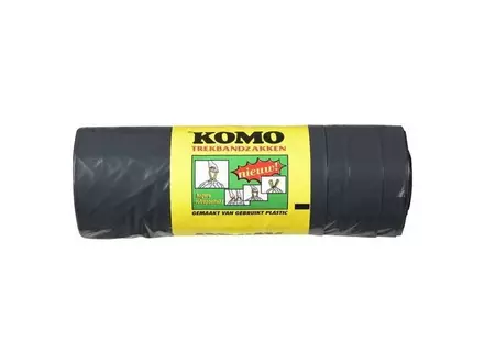 Afvalzak KOMO LDPE 62x80+5 cm zwart