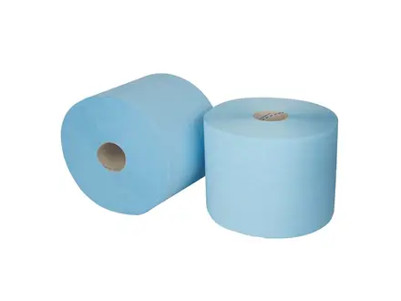 Poetspapier industrierol recycled 2-laags 360 meter blauw