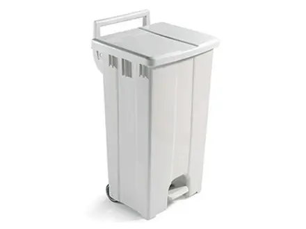 Pedaalemmer 2-wielen kunststof 510x470x930 mm 90 liter wit