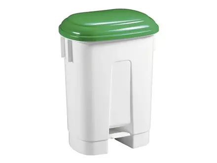 Kunststof pedaalemmer 60 liter wit/groen