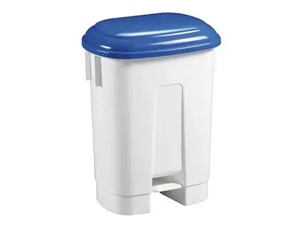 Kunststof pedaalemmer 60 liter wit/blauw