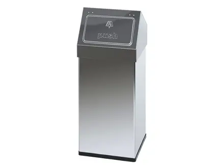 Afvalbak RVS met pushdeksel 55 liter