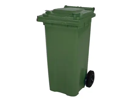 Kunststof afvalcontainer 120 liter met twee wielen