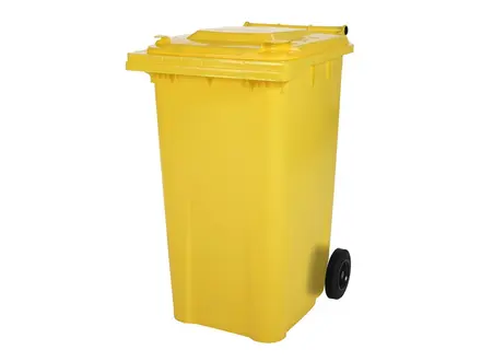 Kunststof afvalcontainer 240 liter met twee wielen geel