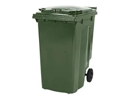 Kunststof afvalcontainer 340 liter met twee wielen groen