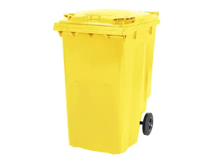 Kunststof afvalcontainer 340 liter met twee wielen geel