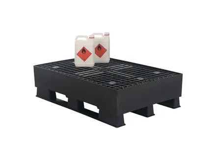 Opvangpallet met rooster 1200x800x310 mm 120 liter zwart