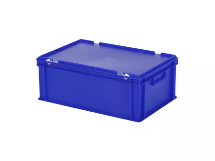 Stapelbak met deksel Euronorm 600x400x235 mm 43,3 liter blauw