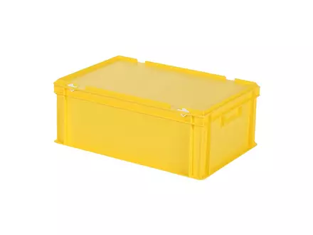 Stapelbak met deksel Euronorm 600x400x235 mm 43,3 liter geel