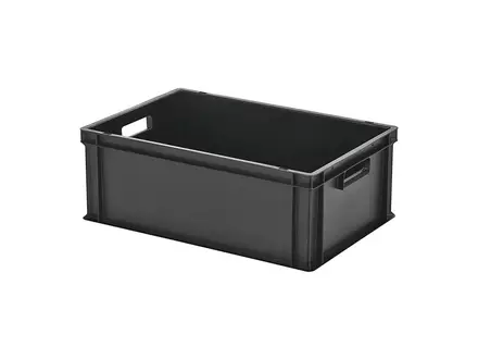 Stapelbak met deksel Euronorm 600x400x235 mm 43,3 liter zwart