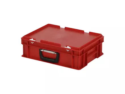 Stapelbak met deksel koffergreep 400x300x133 mm 11 liter rood