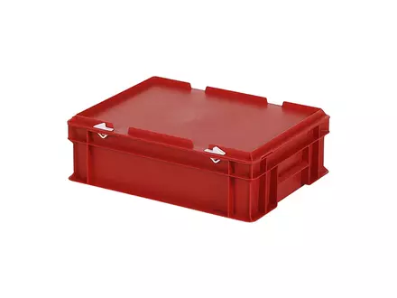 Stapelbak met deksel Euronorm 400x300x133 mm 11 liter rood