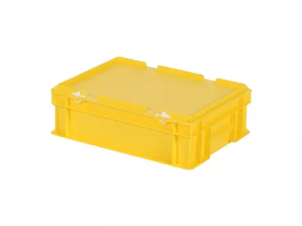 Stapelbak met deksel Euronorm 400x300x133 mm 11 liter geel