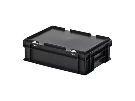 Stapelbak met deksel Euronorm 400x300x133 mm 11 liter zwart