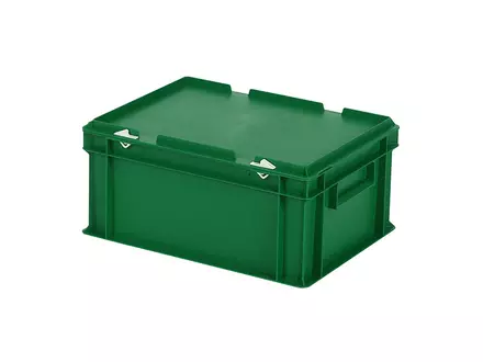 Stapelbak met deksel Euronorm 400x300x190 mm 16 liter groen
