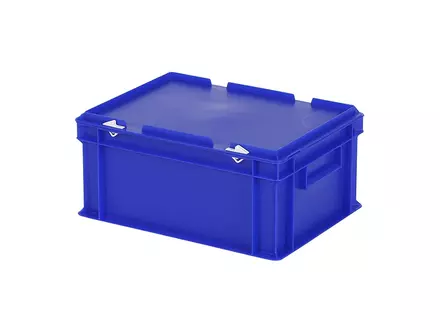 Stapelbak met deksel Euronorm 400x300x190 mm 16 liter blauw