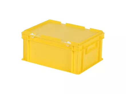 Stapelbak met deksel Euronorm 400x300x190 mm 16 liter geel