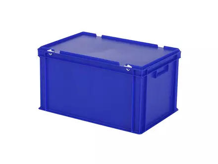 Stapelbak met deksel Euronorm 600x400x335 mm 64 liter blauw