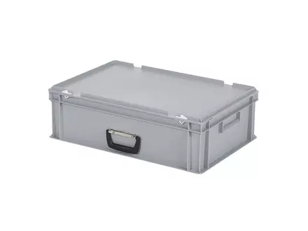 Stapelbak met deksel koffergreep 600x400x185 mm 33 liter