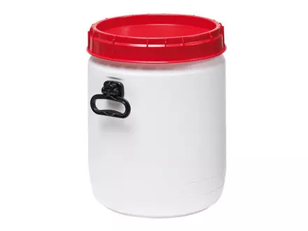 Super wijdmondvat HDPE ø338x449 mm 34 liter wit met rode deksel