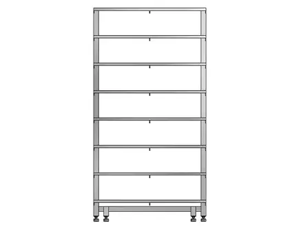 Schoenenrek vloerstaand 8 etages RVS 900x400x1710 mm