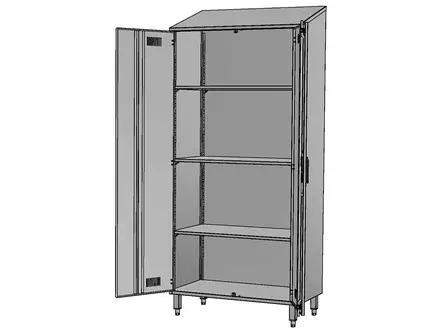Kast RVS 2 deuren 3 legborden 950x500x1950/2148 mm
