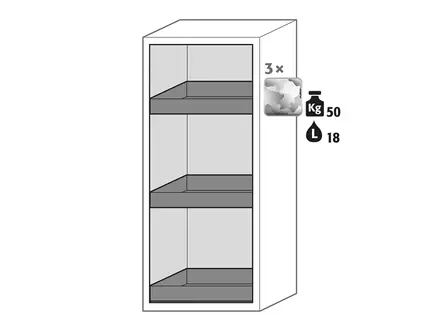 Chemicaliënkast CF.140.060R 600x500x1400 mm grijs/geel