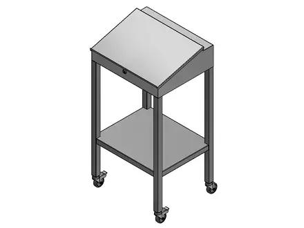 Lessenaar RVS met klepdeksel op zwenkwielen 600x500x1200 mm