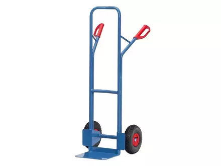 Steekwagen staal luchtbanden vast platform 300 kg blauw