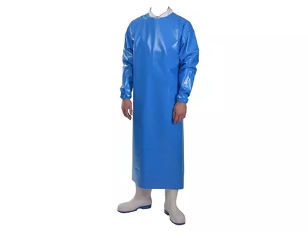 Manulatex Delta schort met mouwen PU 200 mu blauw
