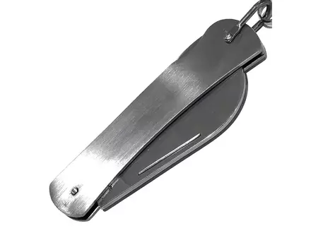Zakmes RVS met ophangoog-keycord gebogen lemmet 65 mm